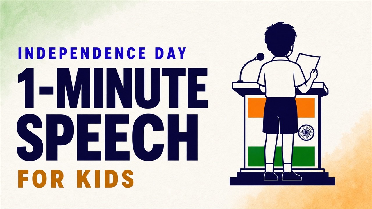 Independence Day Speech in English | 1 Minute Speech for Kids (Read Along)