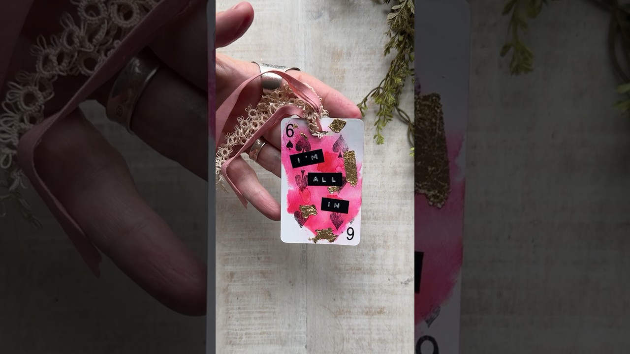Playing card junk journal tags with alcohol inks 
