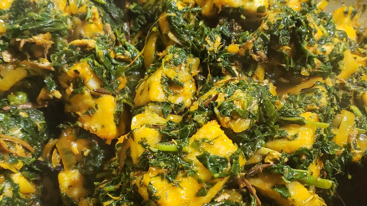 How to cook Yam and Green Amaranth Vegetables | Ji Akwukwo Nri | Nigerian vegetable yam Pottage