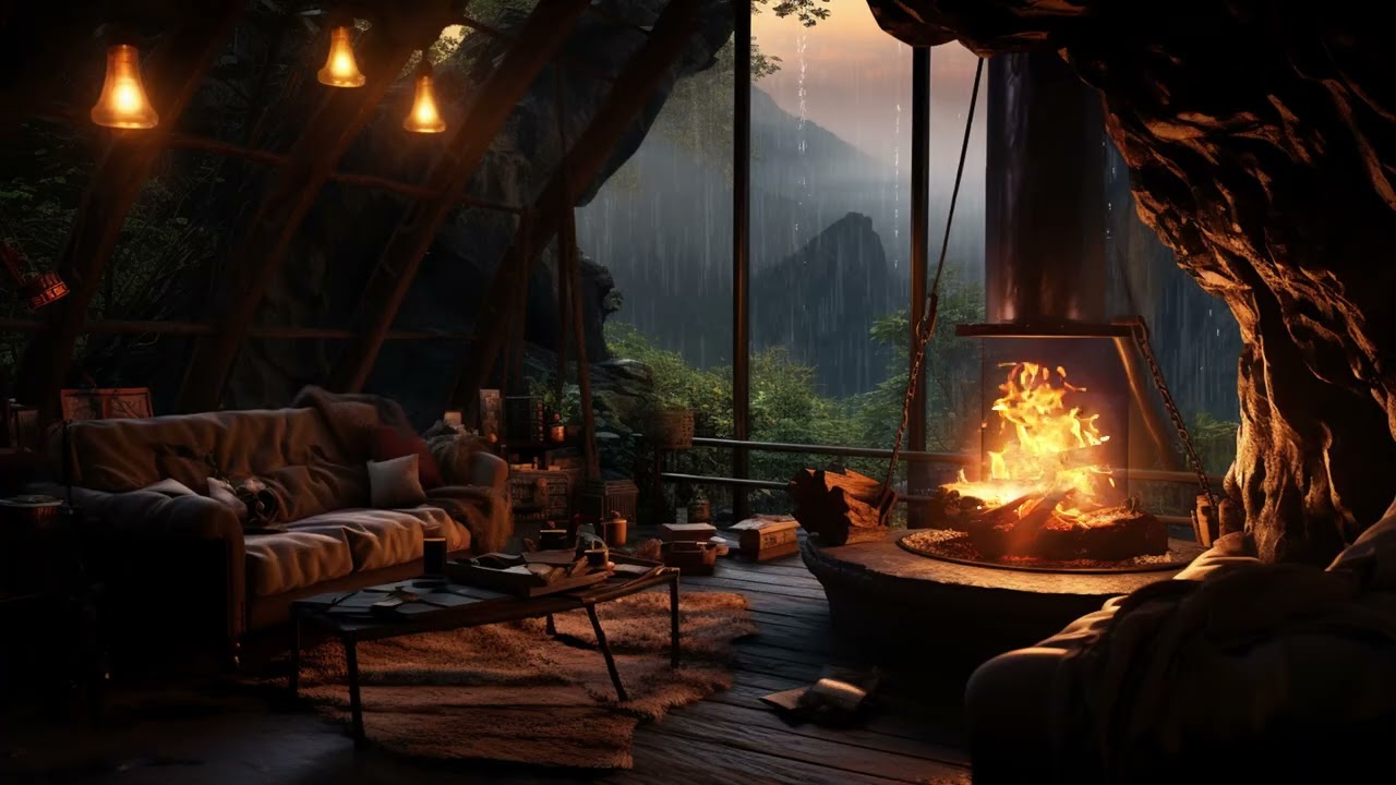 Immersive Cave Rain Sounds | Forest Rain Night Ambience for 3 Hours | Calm Stress Relief Study Relax
