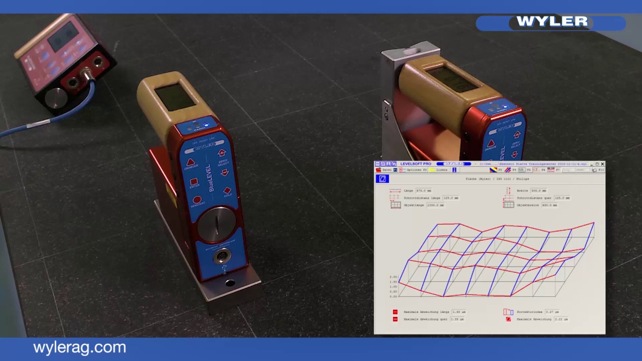 Inclination measuring instrument BlueLEVEL-2D in combination with the new software wylerELEMENTS