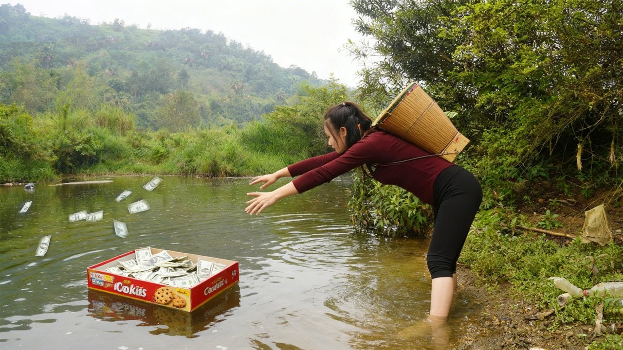 A box of cookies floating in the water was retrieved by a girl, and inside was a surprise