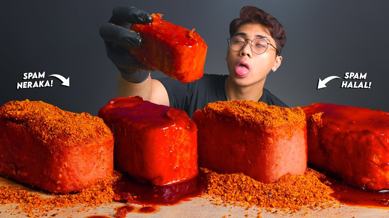 PR4NK LAMBUNG!! MUKBANG SPAM BALOK AYAM & SAPI SAUS NER4KA!! PERUT MELILIT!!🥵