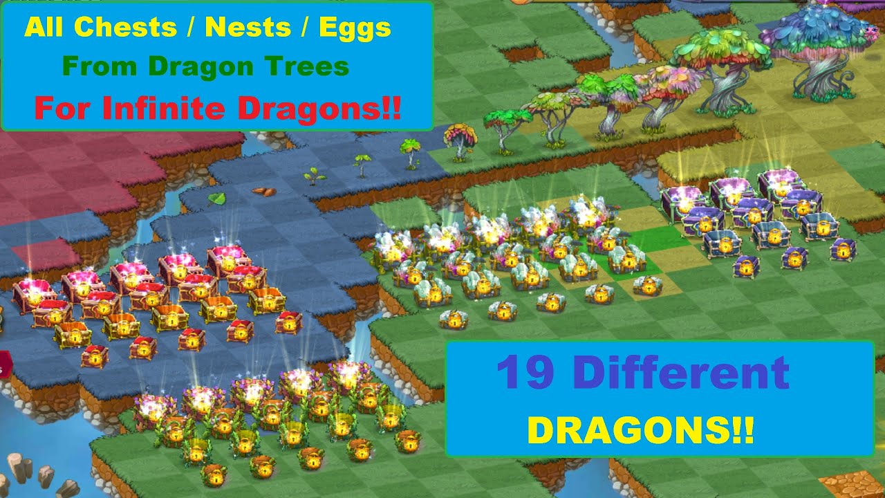 Merge Dragons! Infinite Nest/Eggs! 19 Different Dragons! All Chests From Dragon Trees!