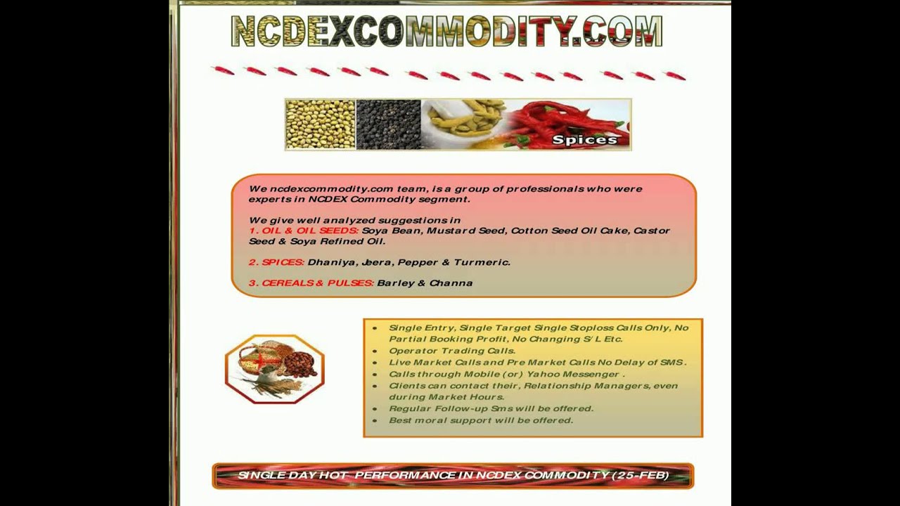 Ncdex Commodity Tips