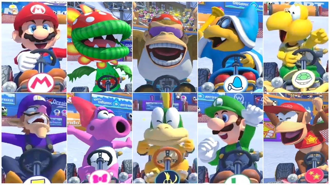 Mario Kart 8 Deluxe - All Characters Winning Animations (DLC Included)