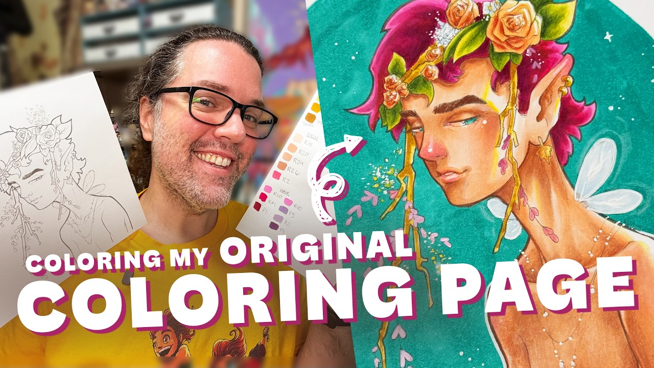 Coloring Page - My Original Art! 🥰 Using Ohuhu Alcohol Markers and Prismacolor Colored Pencils