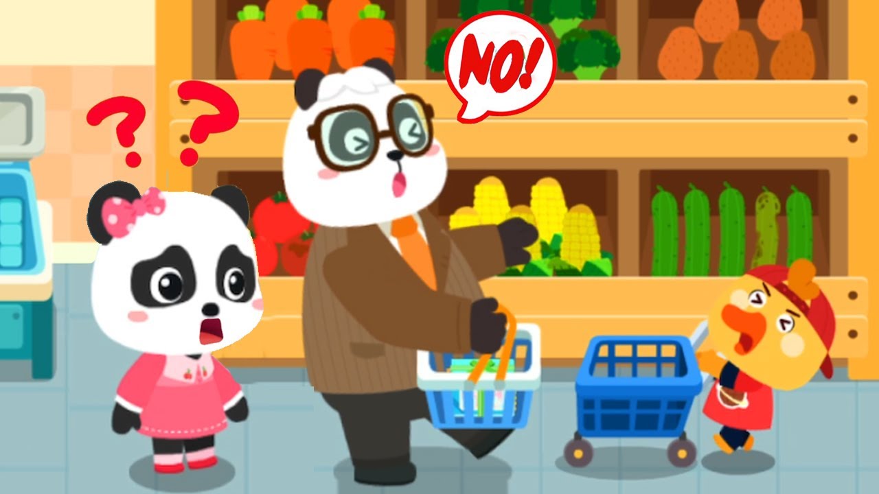 Little Panda's World: Supermarket - Help Kiki and Learn How to Behave in the Market - Babybus Games
