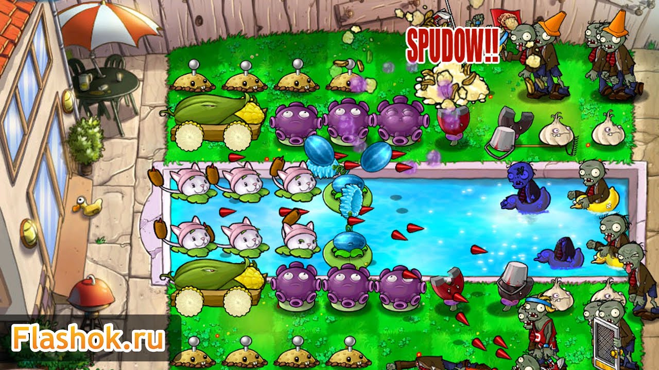 ► Обзор игры Зомби против растений от Flashok ru. Онлайн игра Plants vs Zombies.