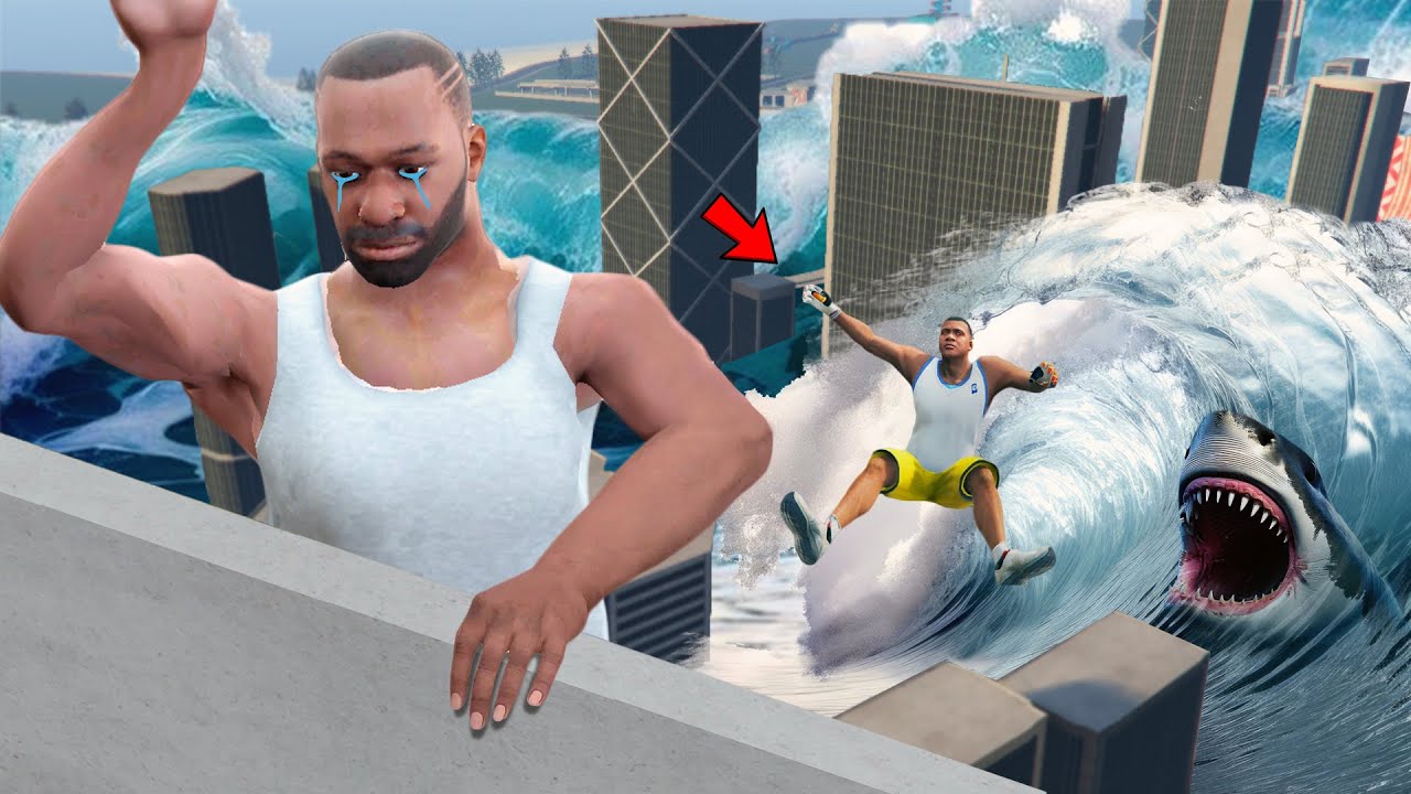 Franklin Survive & Fight Tsunami In Indian Bike Driving 3d !