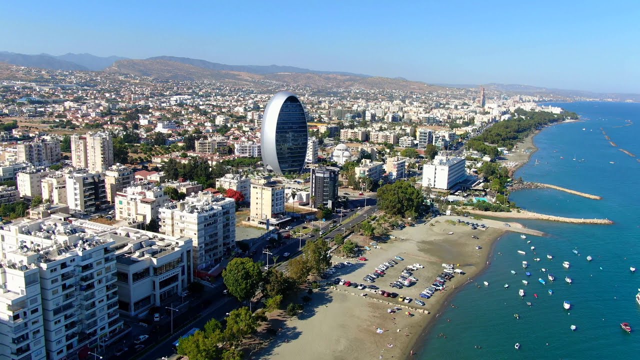Limassol Coast fly-by from Limassol Marina to Parklane in 4K shot with DJI Mavic 2 Zoom Drone