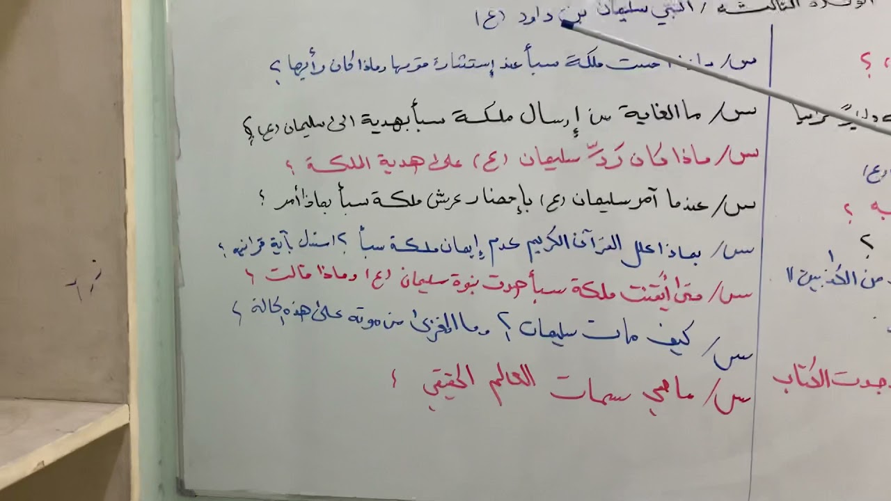 درس اسلاميه/ الوحده الثالثه / قصص من القرآن الكريم / النبي سليمان بن داود (ع) / للصف الخامس بفرعيه