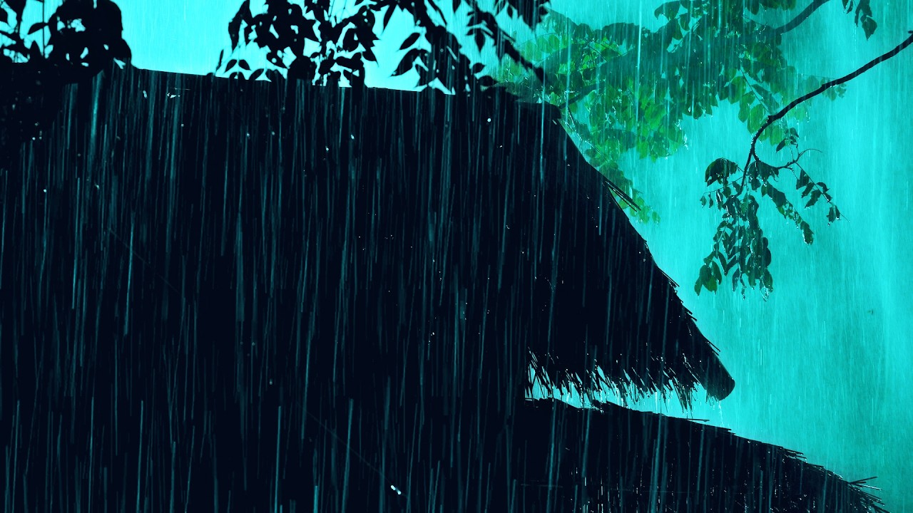 Sleep Soundly With Jerky Storms, Rain Rushing & Heavy Wind On Old Metal Roofs In The Misty Night