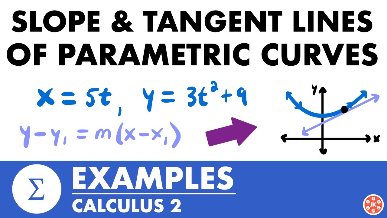 Slope & Tangent Lines of Parametric Curves Examples | Calculus 2 - JK Math