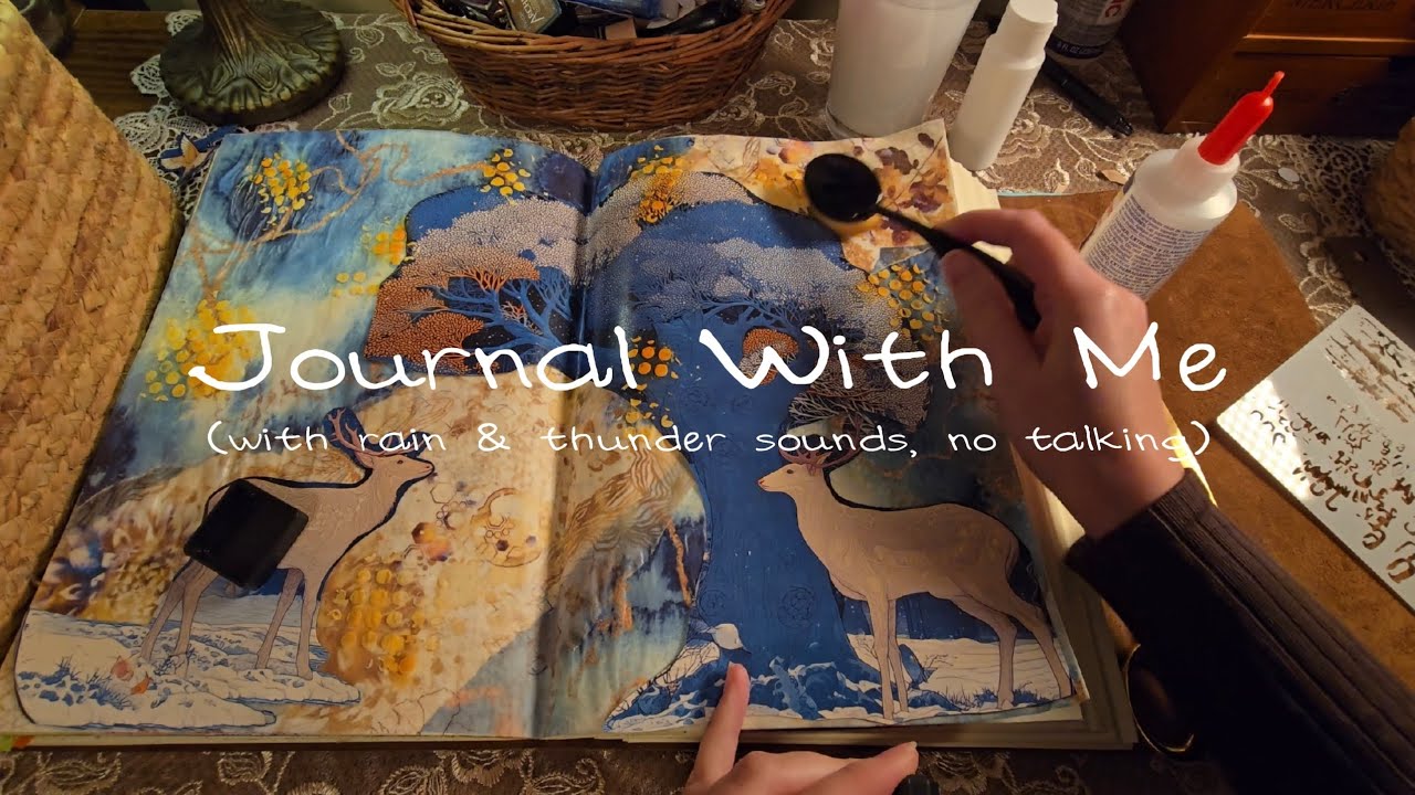 Journal With Me 🦌❄️📖⛈️ | Relaxing ASMR • Rain & Thunder Sounds • No Talking ✨