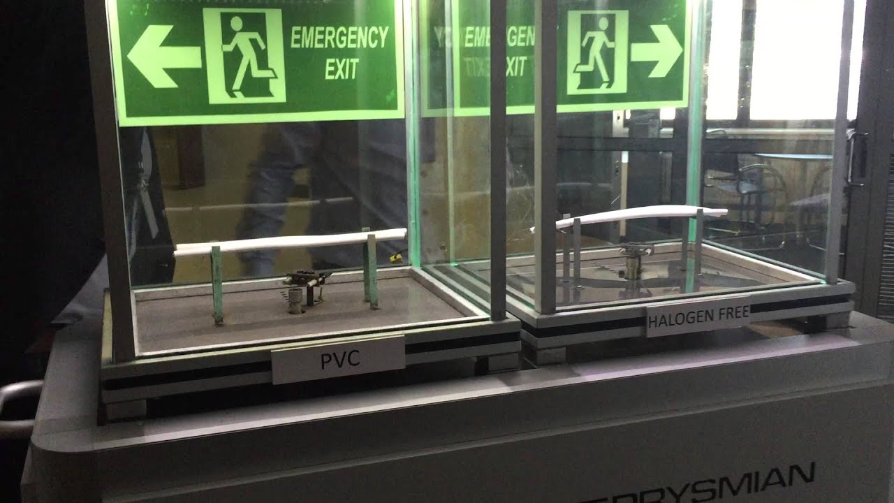 PVC cable vs halogen-free cable fire test video