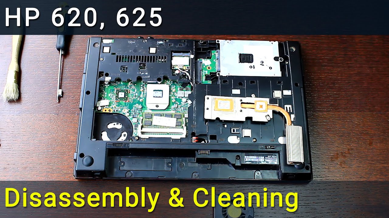 HP 620, HP 625 Разборка, чистка вентилятора от пыли и замена термопасты