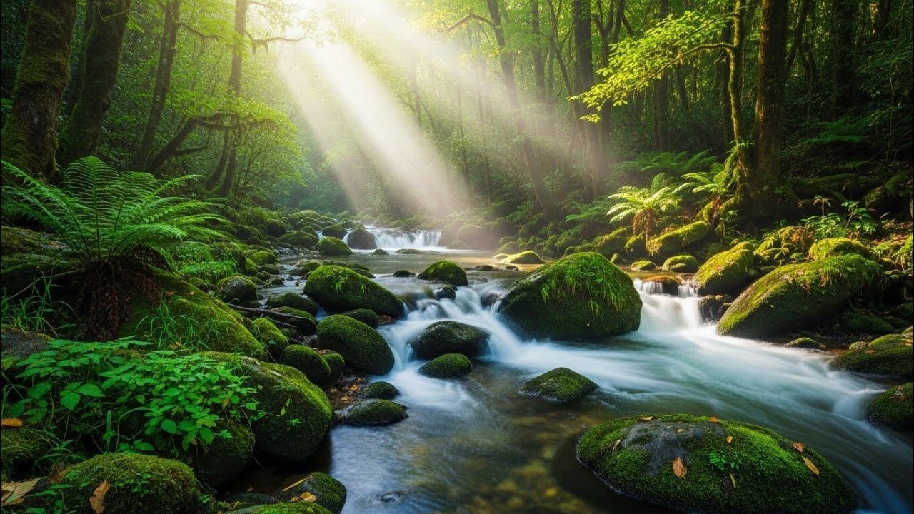 Deep Sleep Relaxing Nature Sounds with Gentle Forest River and Waterfall for Stress and Anxiety