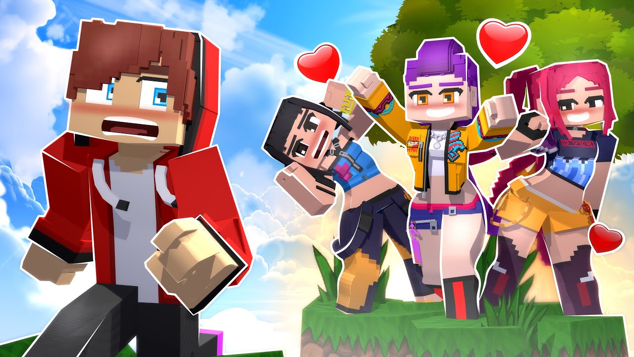 JJ LOVE CURSE: JJ Girl x RUMI LOCKED on ONE BLOCK | Kpop Demon Hunters Minecraft Animation