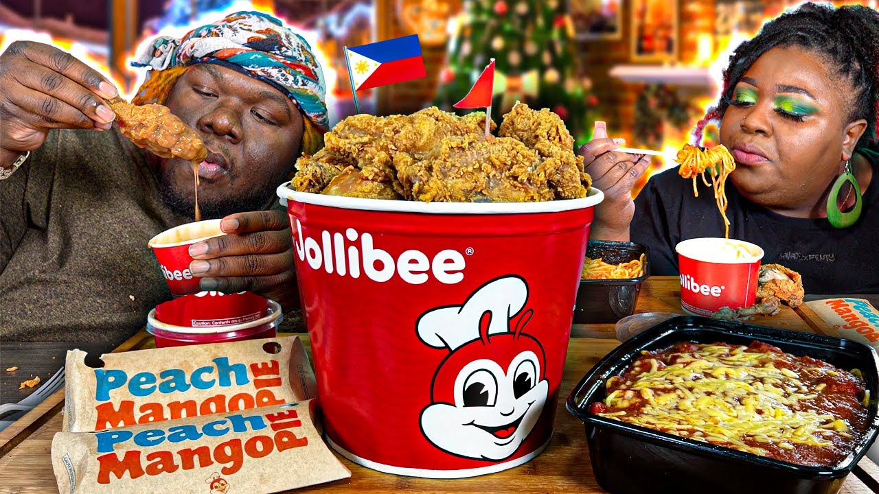 SMASHING JOLLIBEE FILIPINO FRIED CHICKEN FOR THE FIRST TIME!!!! | MUKBANG EATING SHOW
