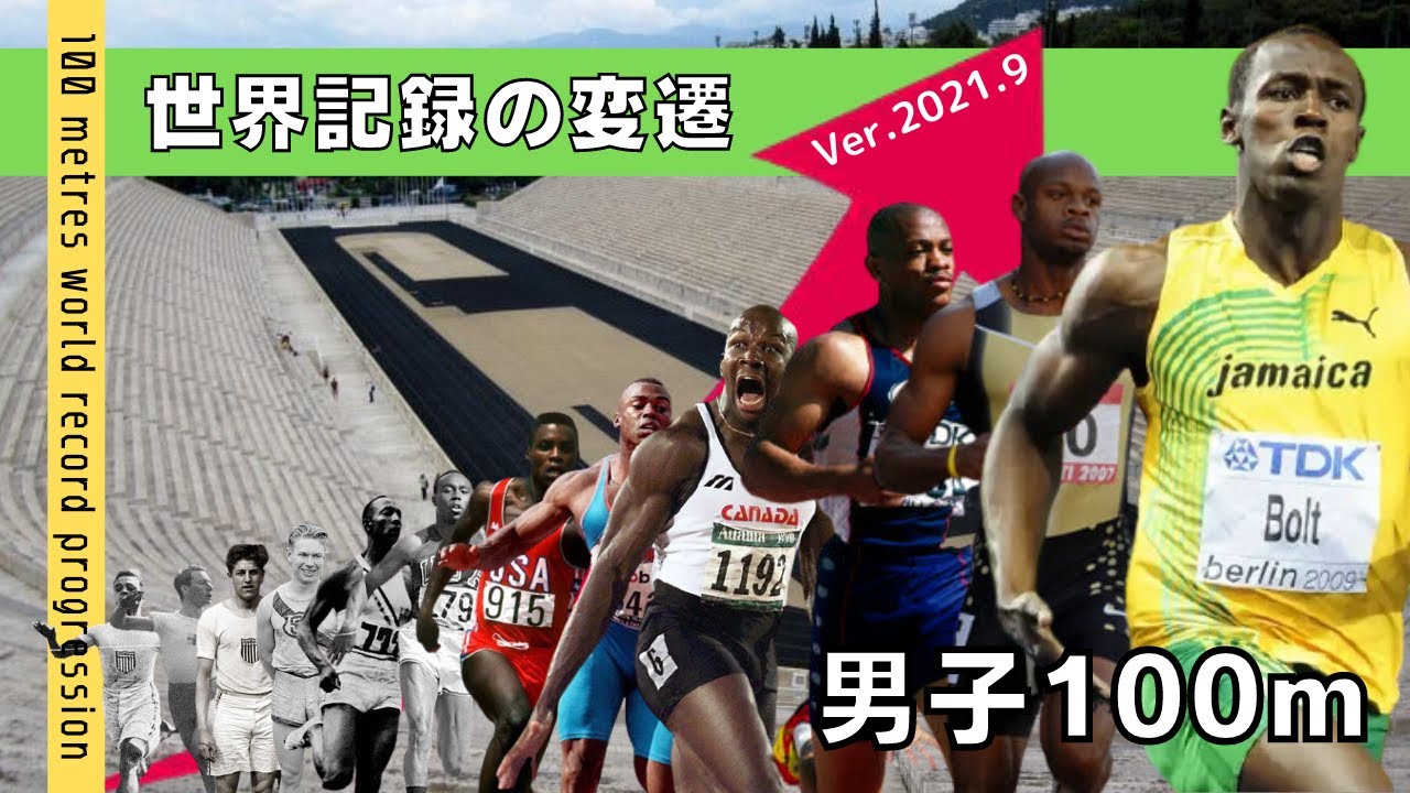 【陸上/短距離】男子100m 世界記録の変遷《Ver.2021.9》