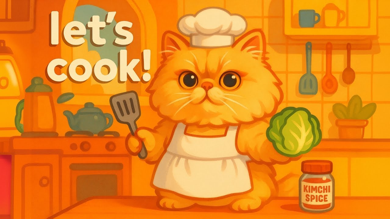 Cute Persian Cat Chef Makes Korean Kimchi Step by Step – You’ll Love It