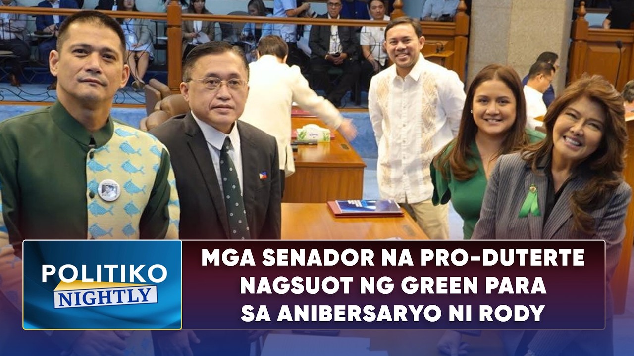 Mga senador na pro-Duterte nagsuot ng green para sa anibersaryo ni Rody