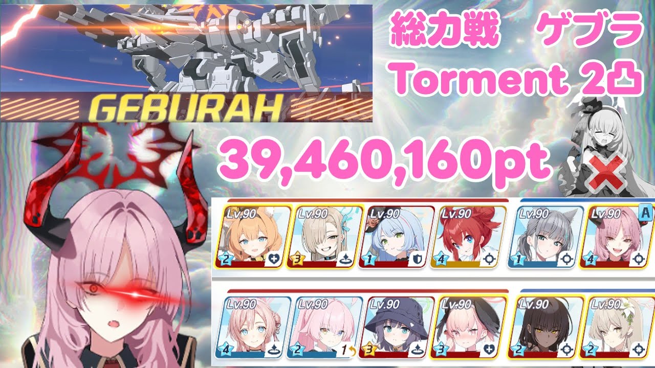 サクラコ無し！【ブルアカ】総力戦/ゲブラ/39,460,160pt/屋外/軽装備 Torment/2凸