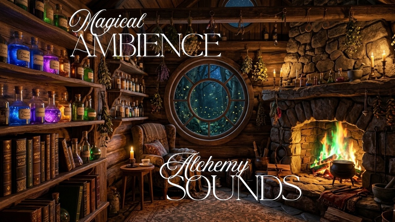 Magical Witch's Cottage Ambience | Fantasy Fireplace & Alchemy Sounds for Deep Focus