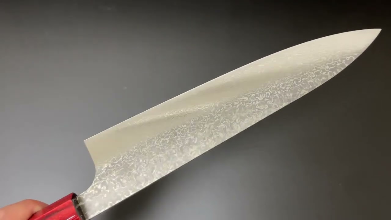 小林包丁 Kei Kobayashi 牛刀包丁210mm SG2粉末ハイス鋼 ダマスカス 赤パッカーウッド柄