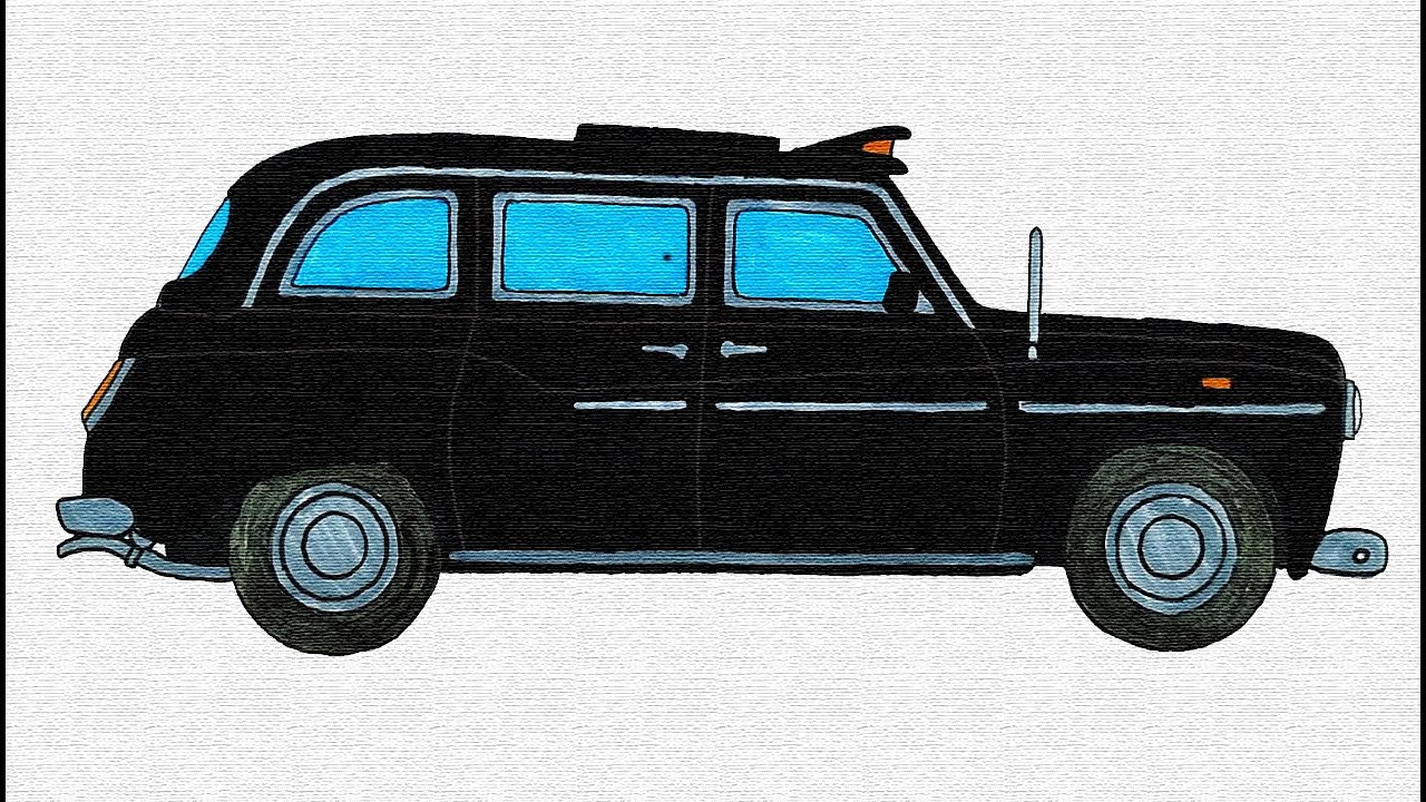 How to easy drawing londra taxi for Kids - Children's Coloring Book with Paiting