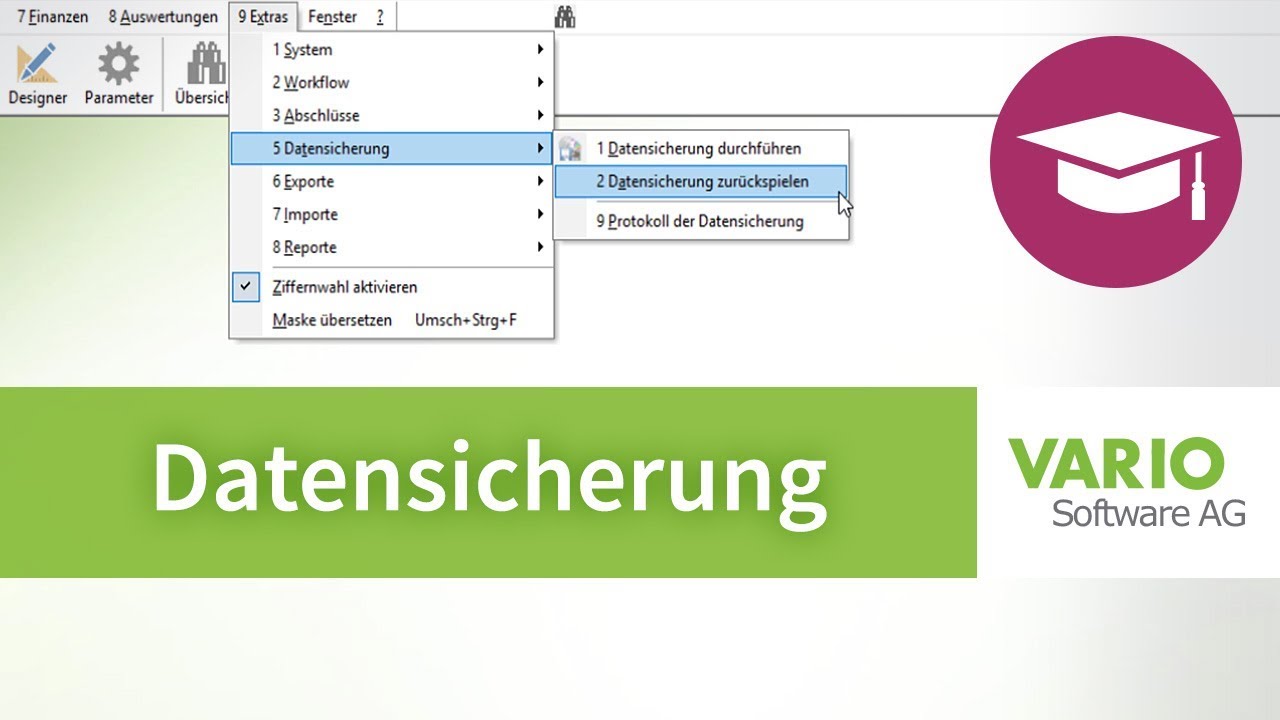 Backup & Restore: VARIO 8 Warenwirtschaft sichern und zur&uuml;ckspielen | Tutorial