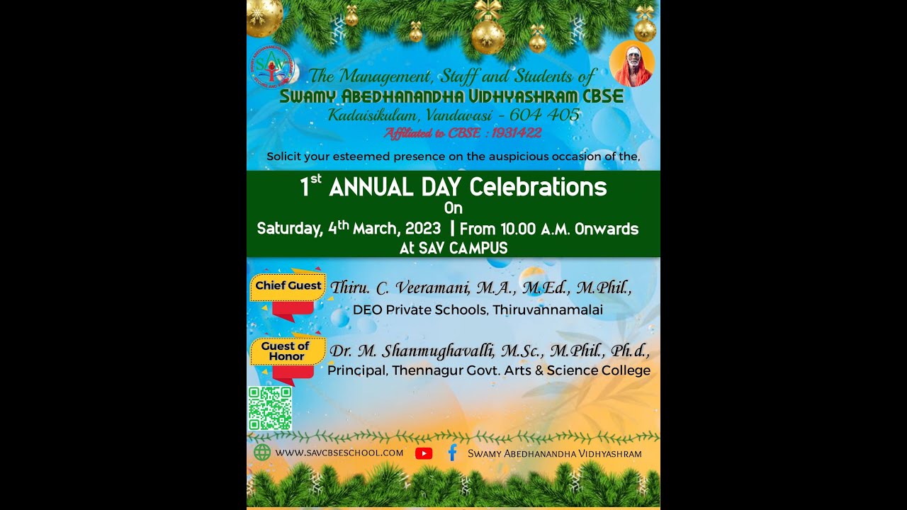 1st Annual Day Celebration Swamy Abedhanandha Vidhyashram (CBSE) 2022-2023