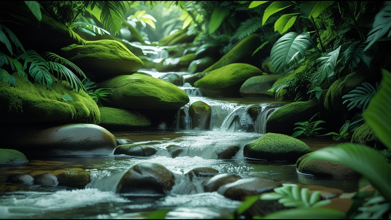 River Flowing Birds Chirping – Gentle Forest Stream Surrounded by Soothing Birdsong for sleep #613