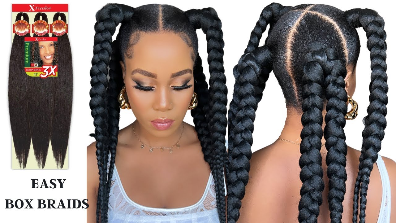 🔥How To: EASY BOX BRAIDS / 🚫 NO RUBBER BAND / YARN METHOD/ TENSION FREE/ Protective Style / Tupo1