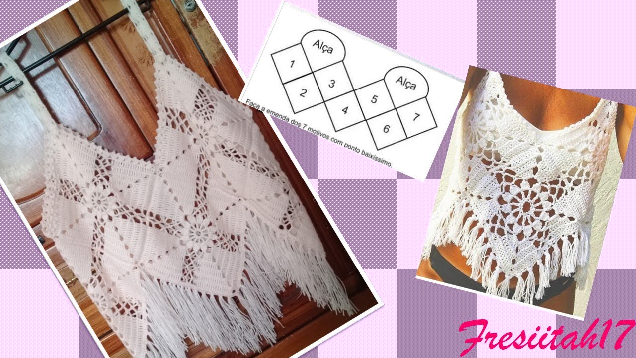 Blusa CropTop tejida a crochet paso a paso (Uniendo cuadrados tejidos)