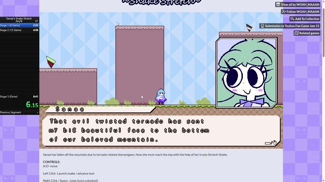 6m 16s Sanae's Snake Stretch Any%