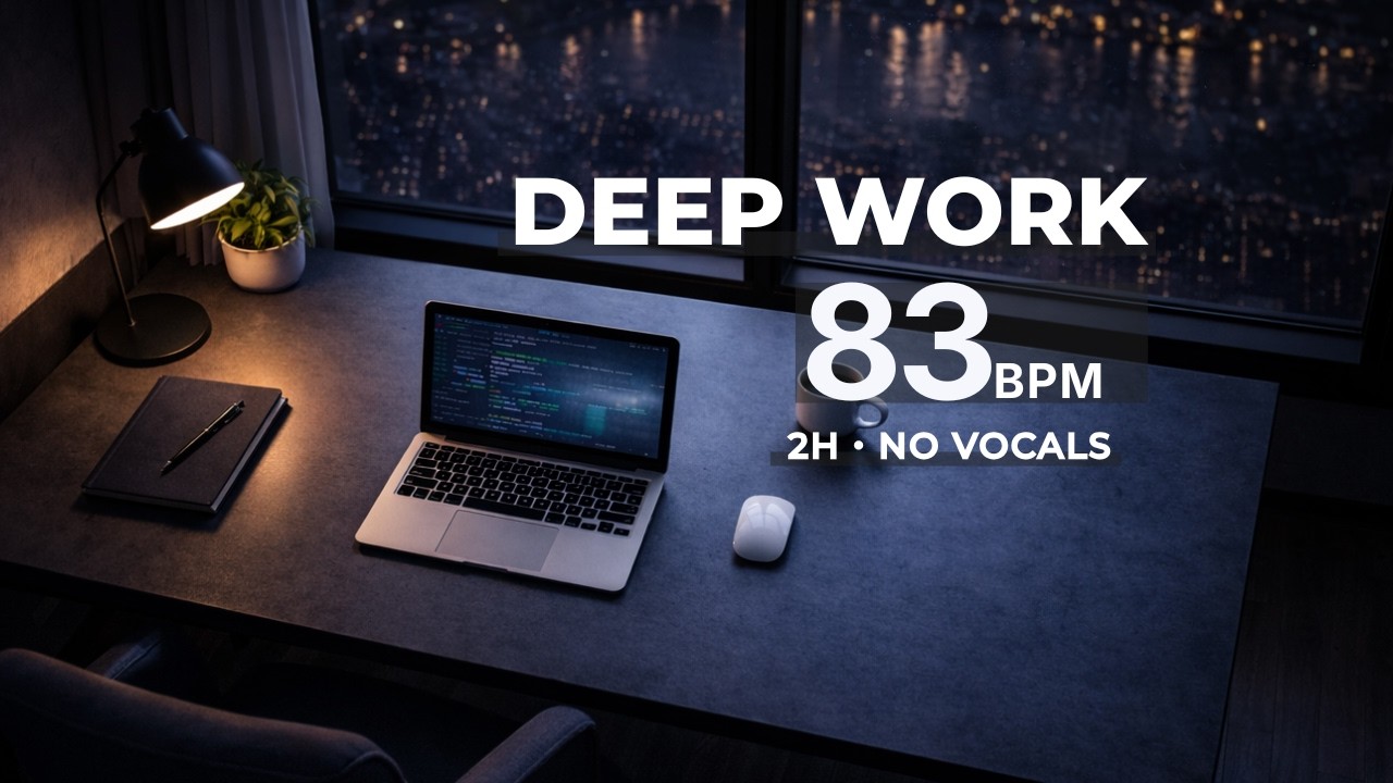 83 BPM Deep Work Music – Focus & Flow State (2 Hours, No Vocals)