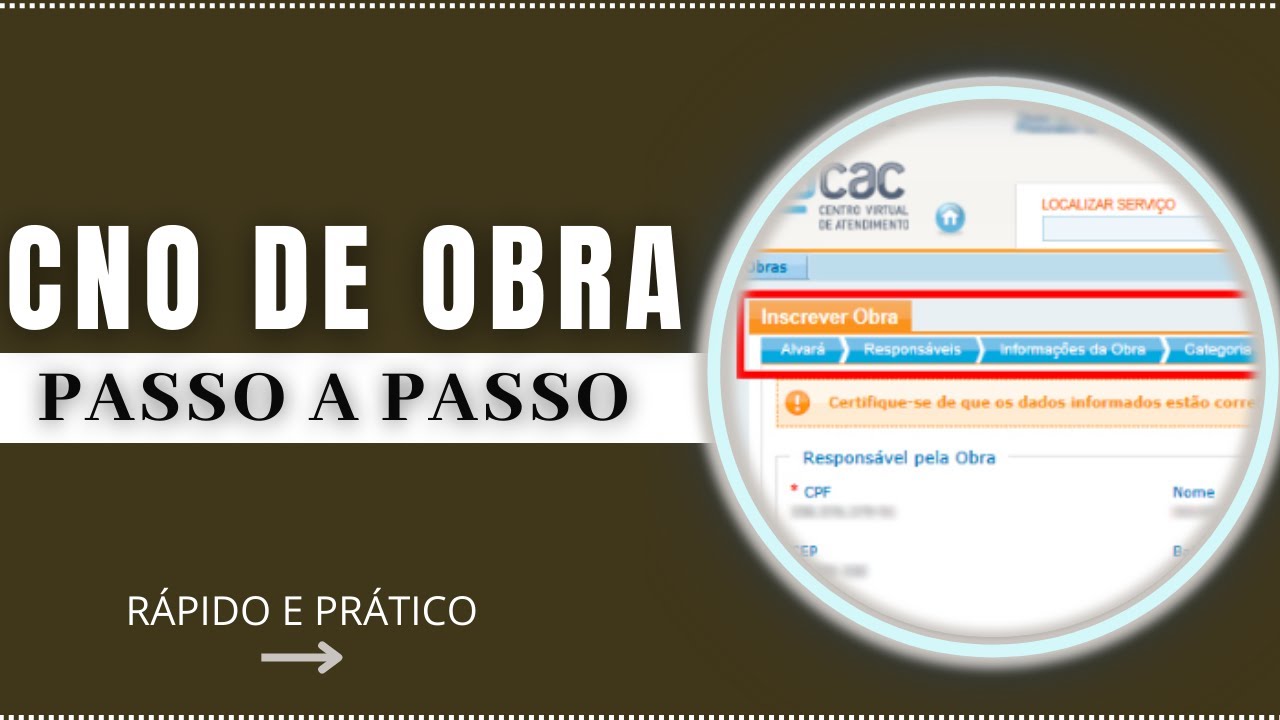 COMO FAZER CNO DE OBRAS ?  Cadastro nacional de obras - passo a passo.