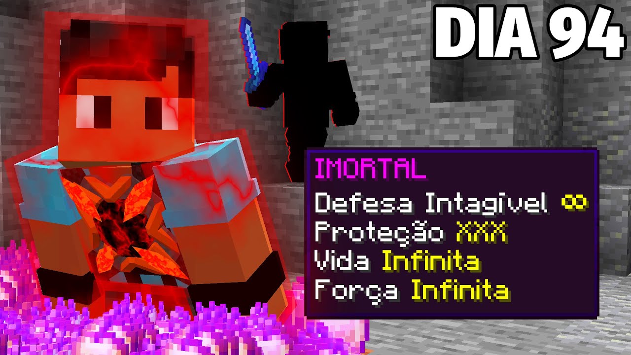 Sobrevivi 100 DIAS FICANDO IMORTAL no Minecraft - O FILME