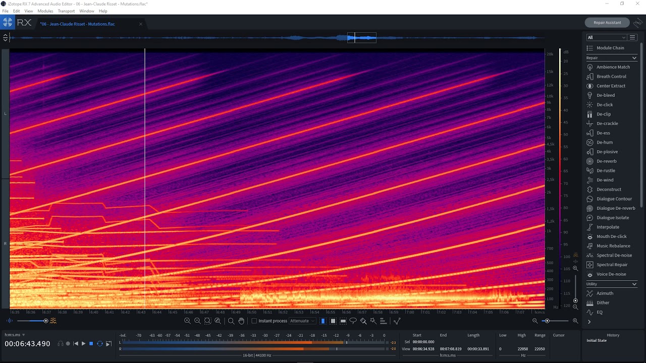 Jean-Claude Risset - Mutations (1969) (Spectrogram)