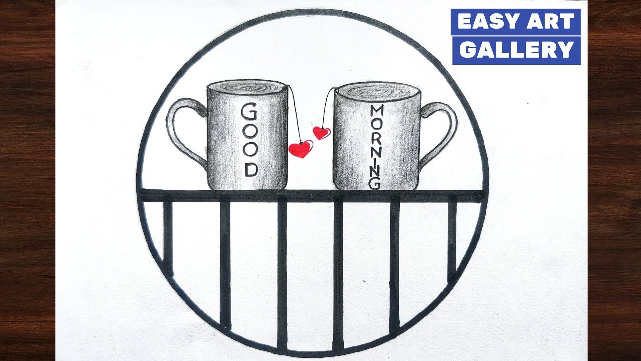 Easy Circle Morning Tea Cups Drawing || Easy Drawing Ideas for Beginners || Easy Art Gallery 