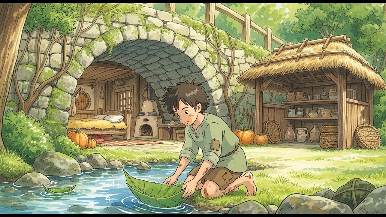 A Simple Life Beneath the Old Stone Bridge | Ghibli Inspired Cozy Animation