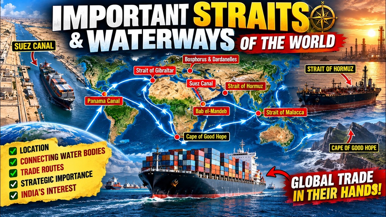 🌍 World's Most Important Straits & Canals 🚢 | Global Trade & Strategic Chokepoints | UPSC BPSC