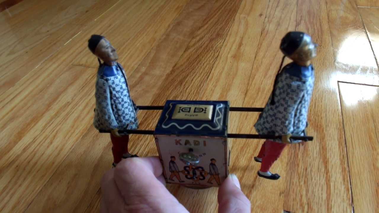 ANTIQUE LEHMANN BUSY COOLIES KADI TEA CART TIN WINDUP TOY #723