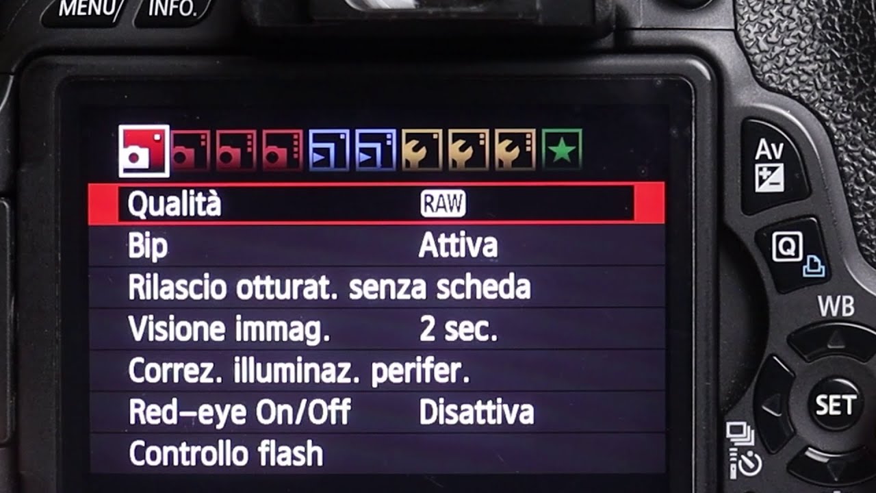 Canon 600d Menu e Mie Impostazioni Preferite ITA