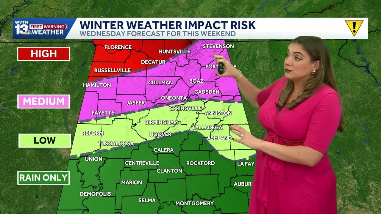 Winter Storm: Tracking threat of heavy rain & wintry mix in Alabama weekend forecast with ice north