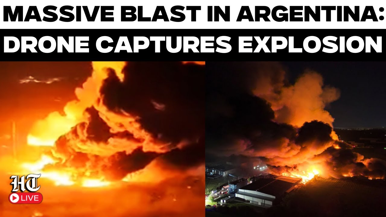 LIVE: Huge Fire Erupts After Massive Explosion At Argentina Industrial Park | Drone Footage