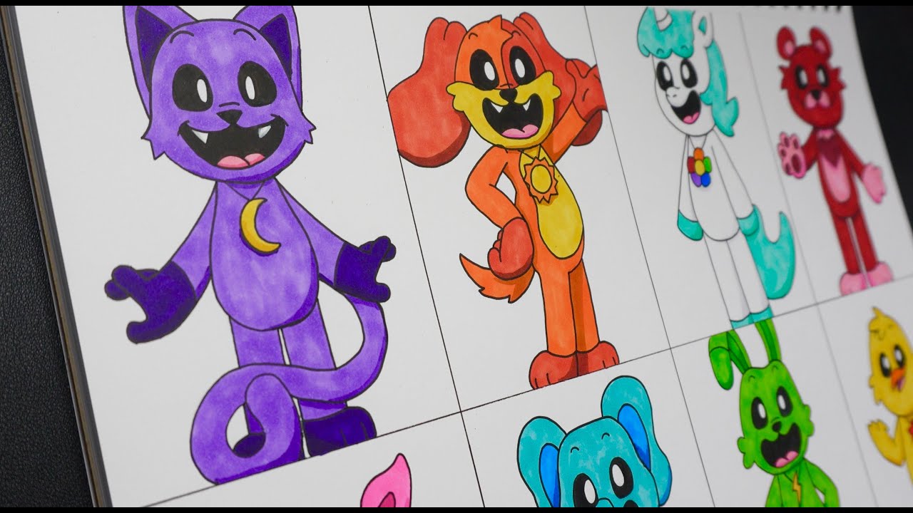 Drawing all Poppy Playtime Smiling Critters Catnap, Dogday