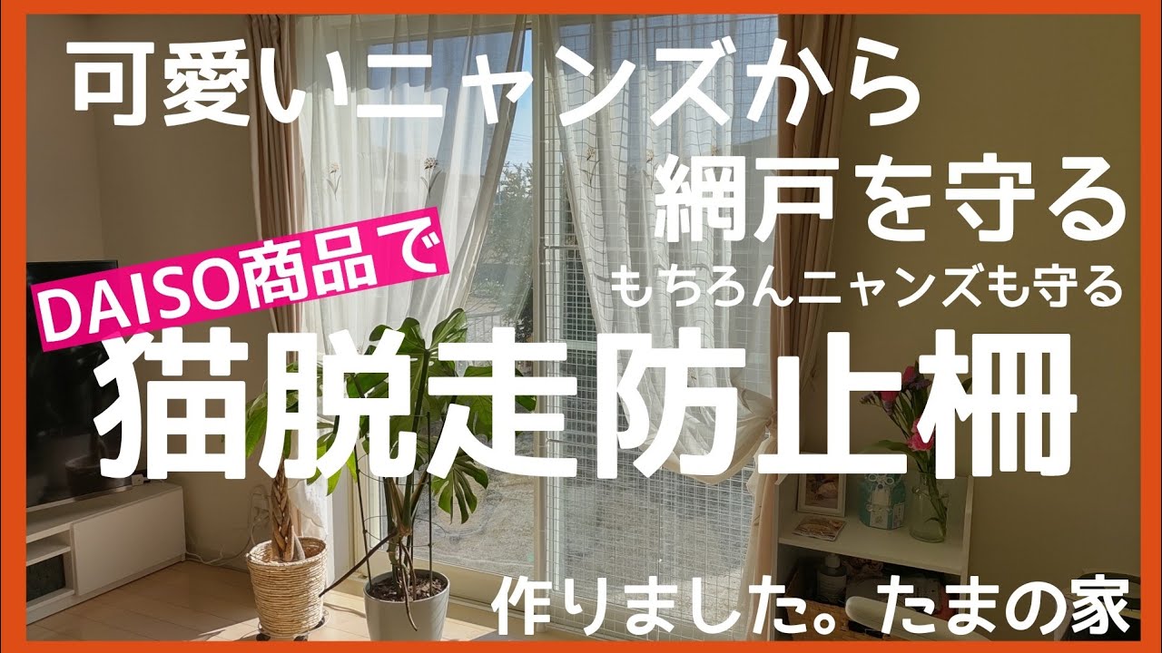 【猫脱走防止柵】DAISO商品で網戸を守るべく…次いでにニャンズも守れる脱走防止柵を作りました！
